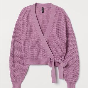 H&M Divided Woman’s Purple knit wrap sweater tie front size XSmall NWT